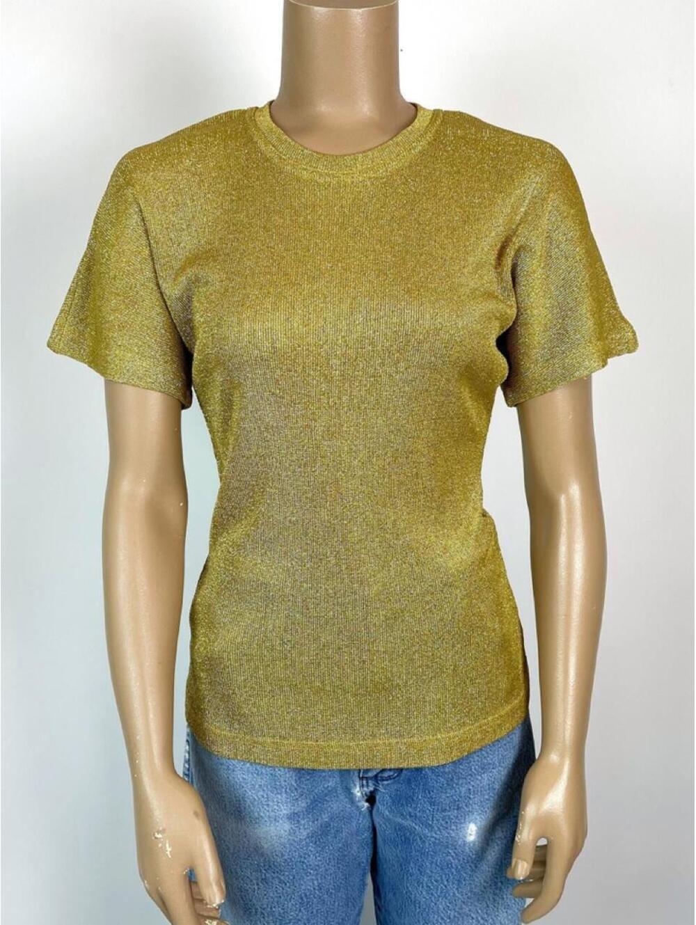 80s Holiday METALLIC GOLD Knit SHIRT by The Icing size